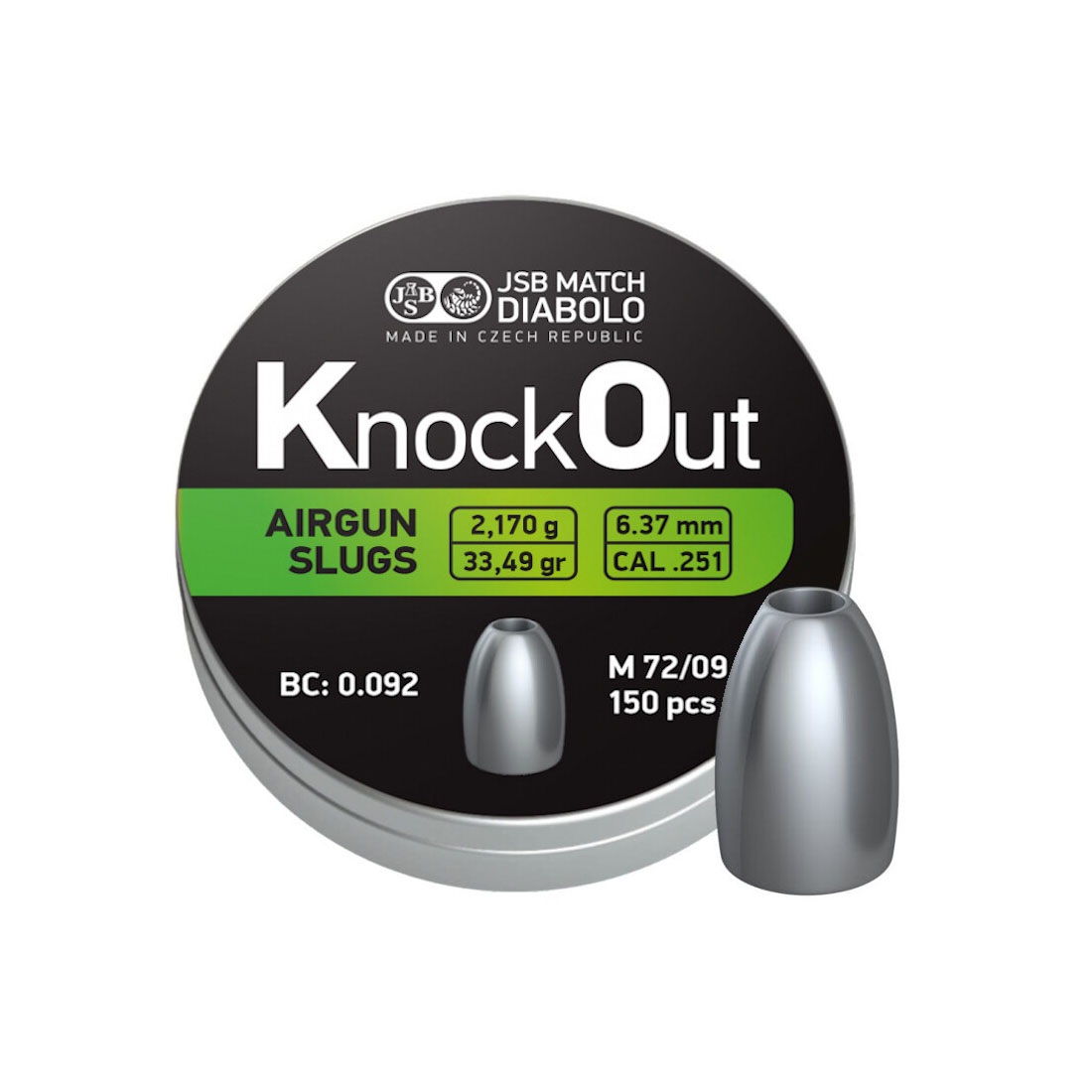 JSB KnockOut Slug 6.35 mm Airgun Pellets - 150 st