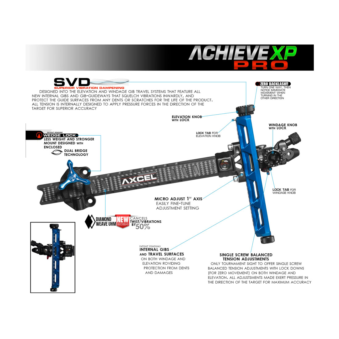 Axcel Achieve XP Pro 9 Inch Recurve Sight